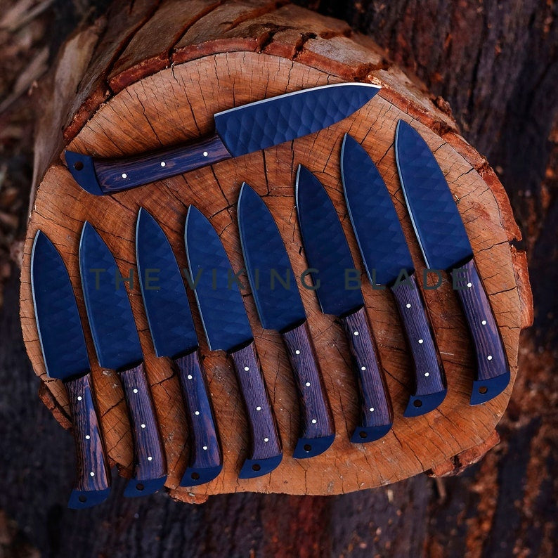 Handmade Steak Knives Set With Leather Roll Kit