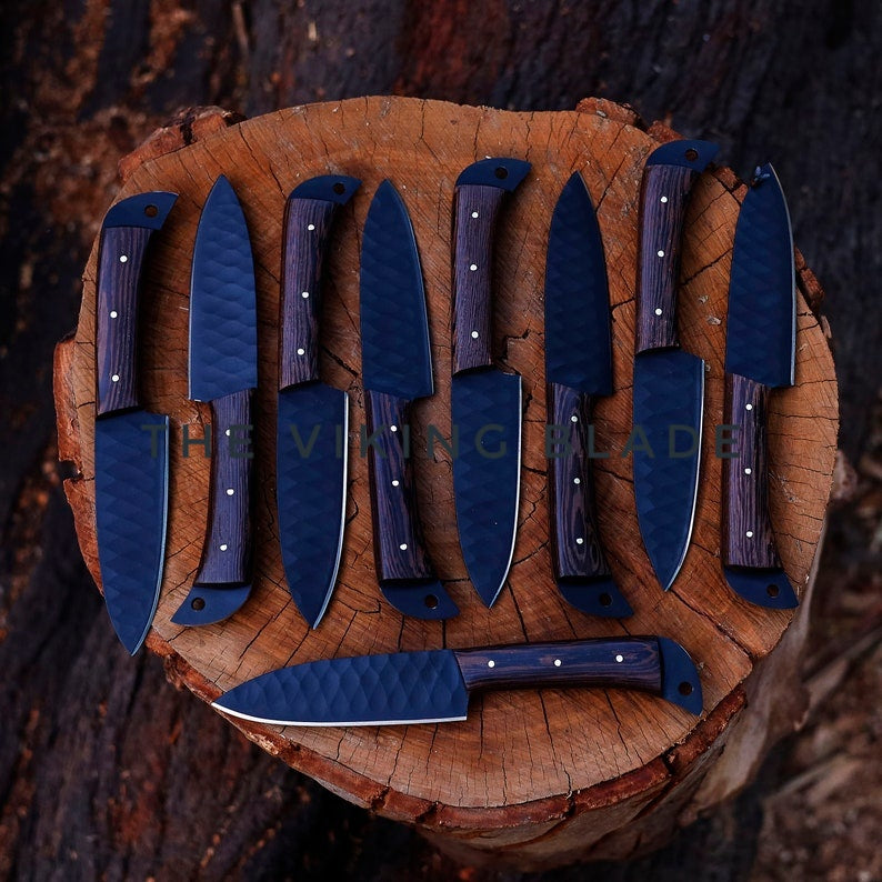 Handmade Steak Knives Set With Leather Roll Kit