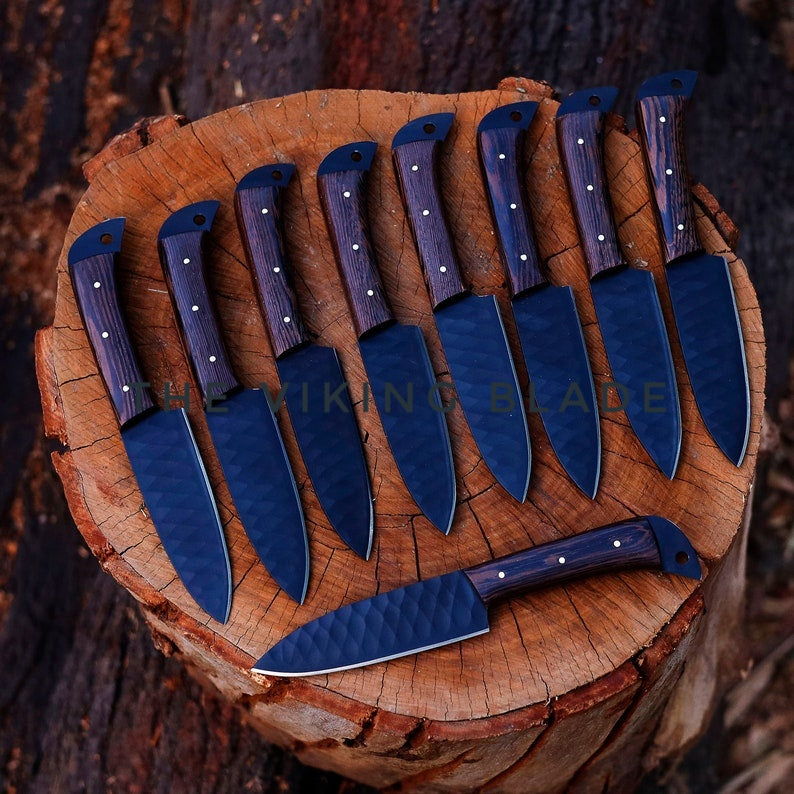 Handmade Steak Knives Set With Leather Roll Kit