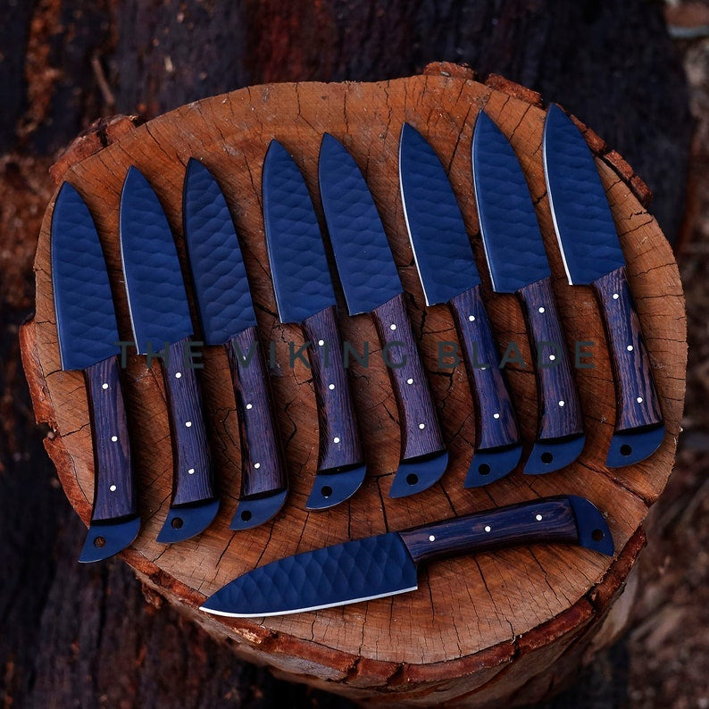 Handmade Steak Knives Set With Leather Roll Kit