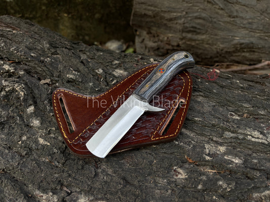 Custom Handmade D2 Steel Cowboy Bull Cutter Knife With Leather Sheath