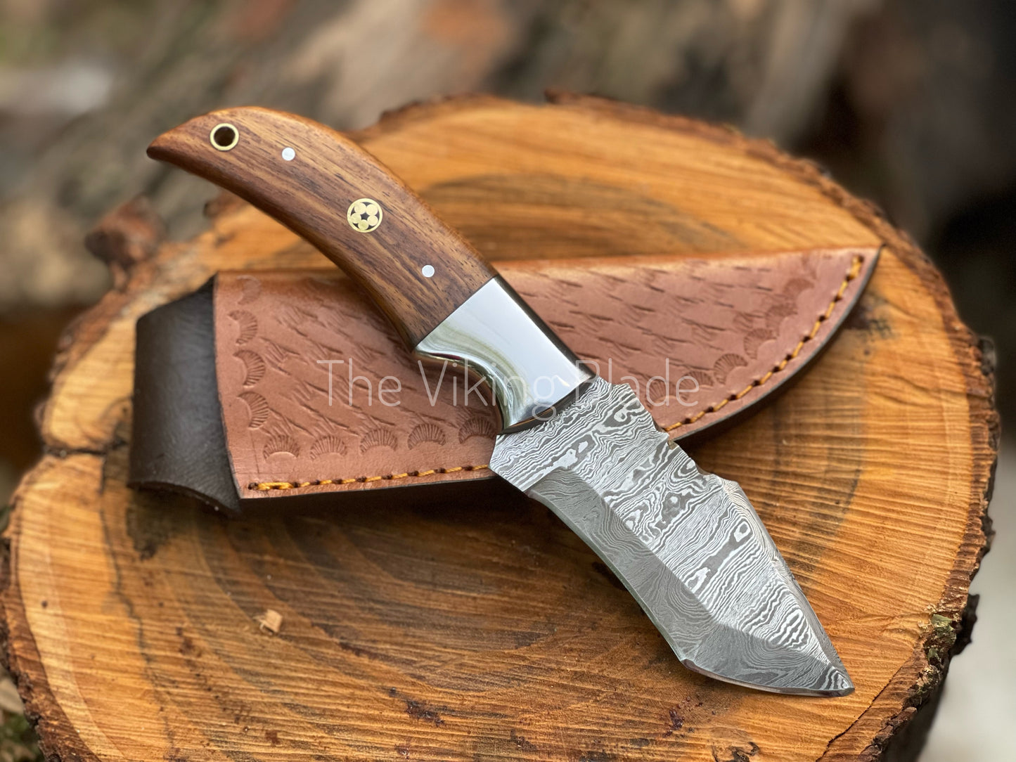 Custom Handmade Damascus Steel Tanto Knife With Leather Sheath