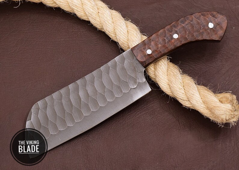 10" Custom Handmade Carbon Steel Cleaver, chopping Mincing Chopper Knife With Rosewood Handle With Genuine Leather Sheath | The Viking Blade |