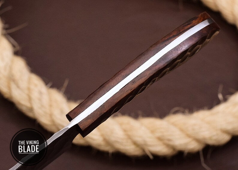 10" Custom Handmade Carbon Steel Cleaver, chopping Mincing Chopper Knife With Rosewood Handle With Genuine Leather Sheath | The Viking Blade |