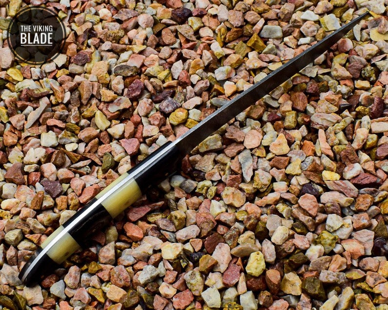 12" Beautiful Damascus Steel Handmade Fillet Knife, Chef Knife with Bone & Buffalo Horn | The Viking Blade |