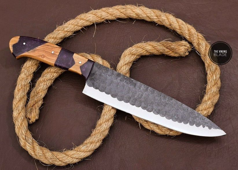 12” Shard Blade Custom Hand Forged D2 Steel Chef Knife with Sheath | The Viking Blade |