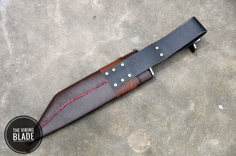 Viking-inspired Norseman Seax knife featuring a handcrafted 12 inch blade.