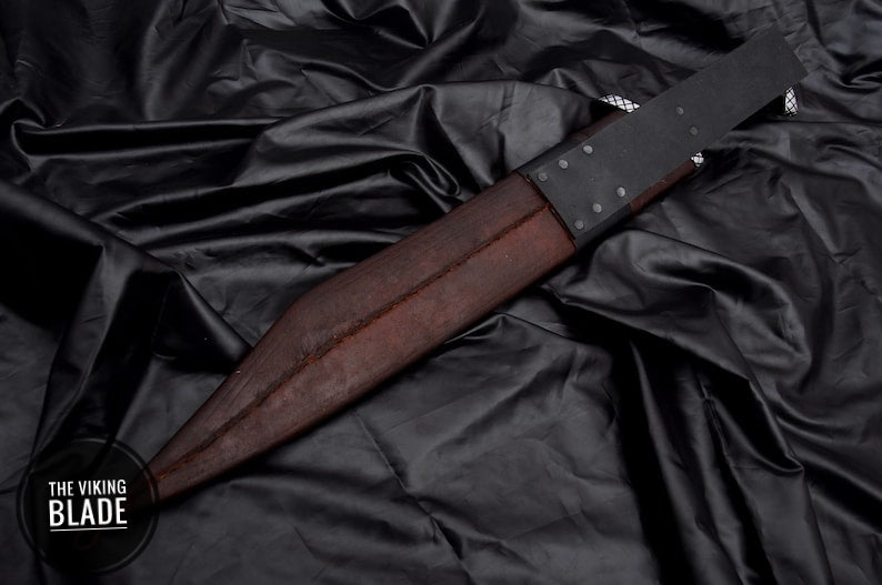 18-Inch Handmade Nordic Seax Knife with Leather Sheath 2