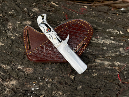 Custom Hand Forged D2 Steel Cowboy Bull Cutter Knife With Leather Sheath