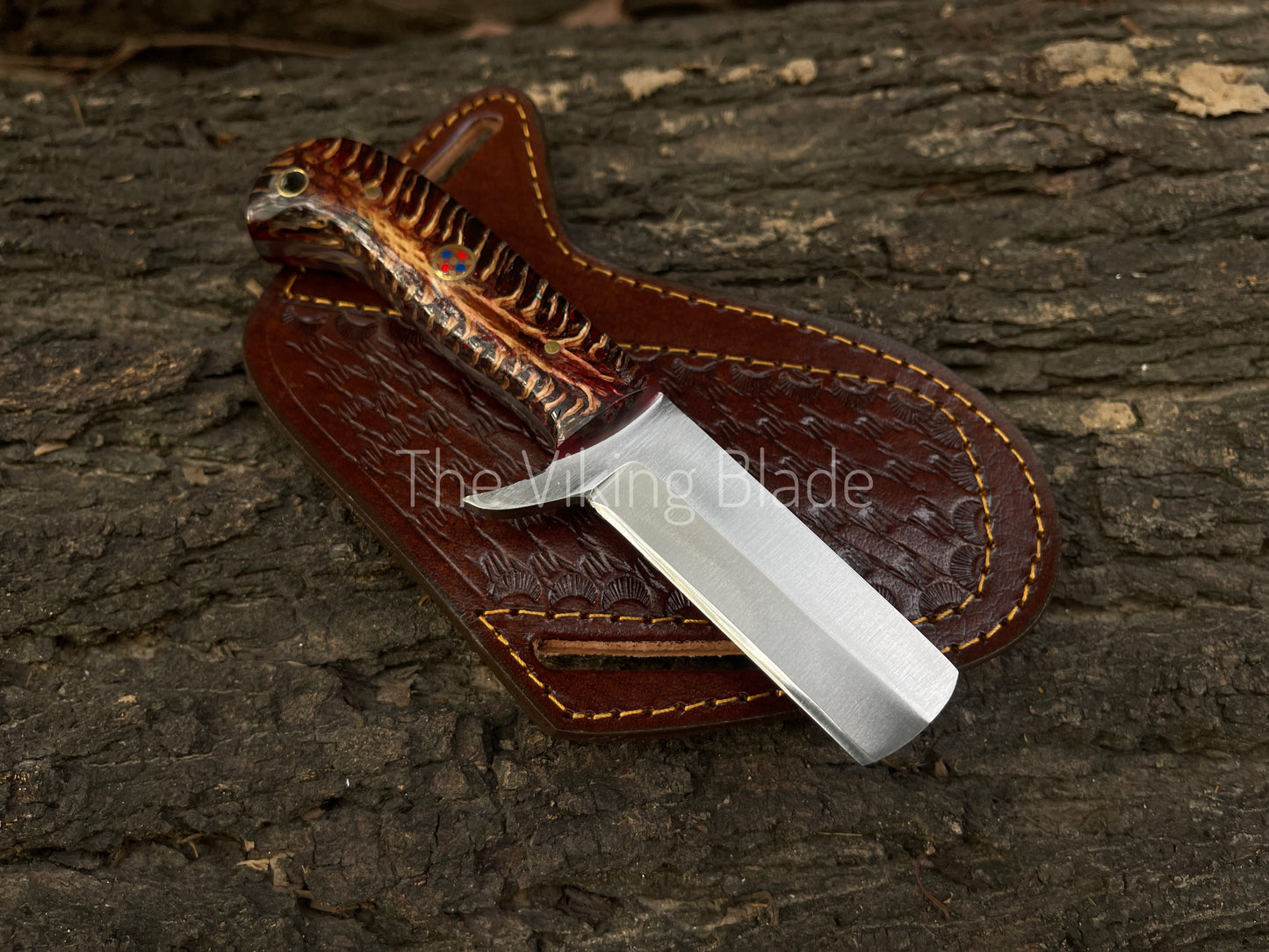 Custom Handmade Cowboy Bull Cutter Knife With Leather Sheath