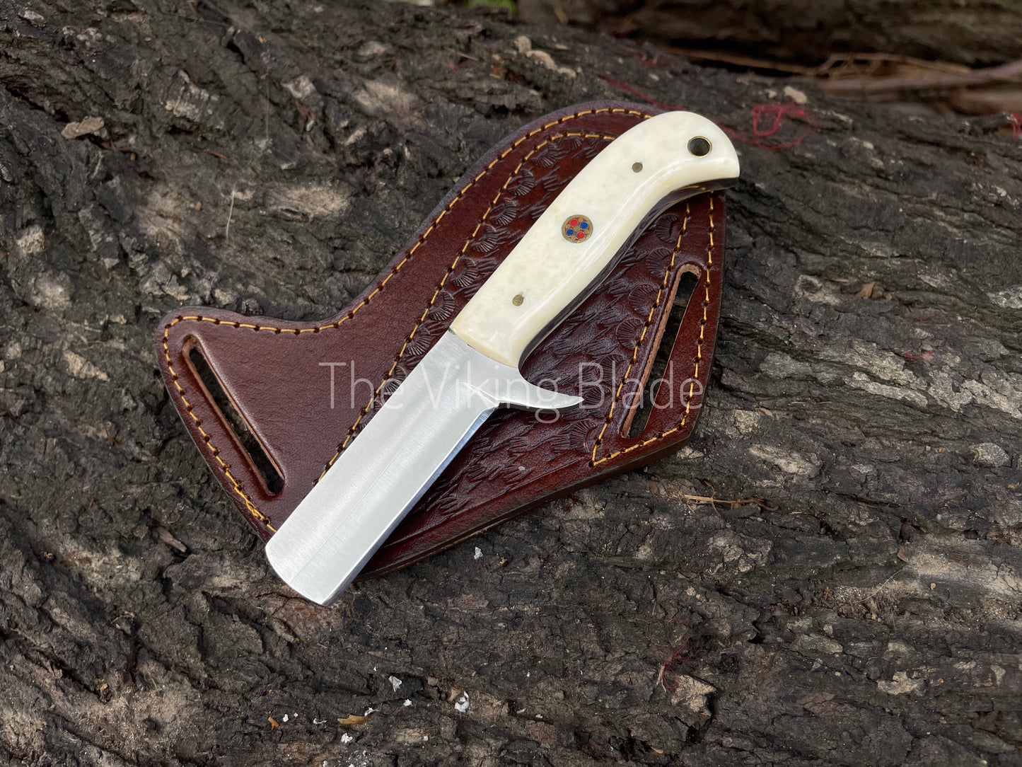 Custom Handmade D2 Steel Cowboy Bull Cutter Knife With Leather Sheath