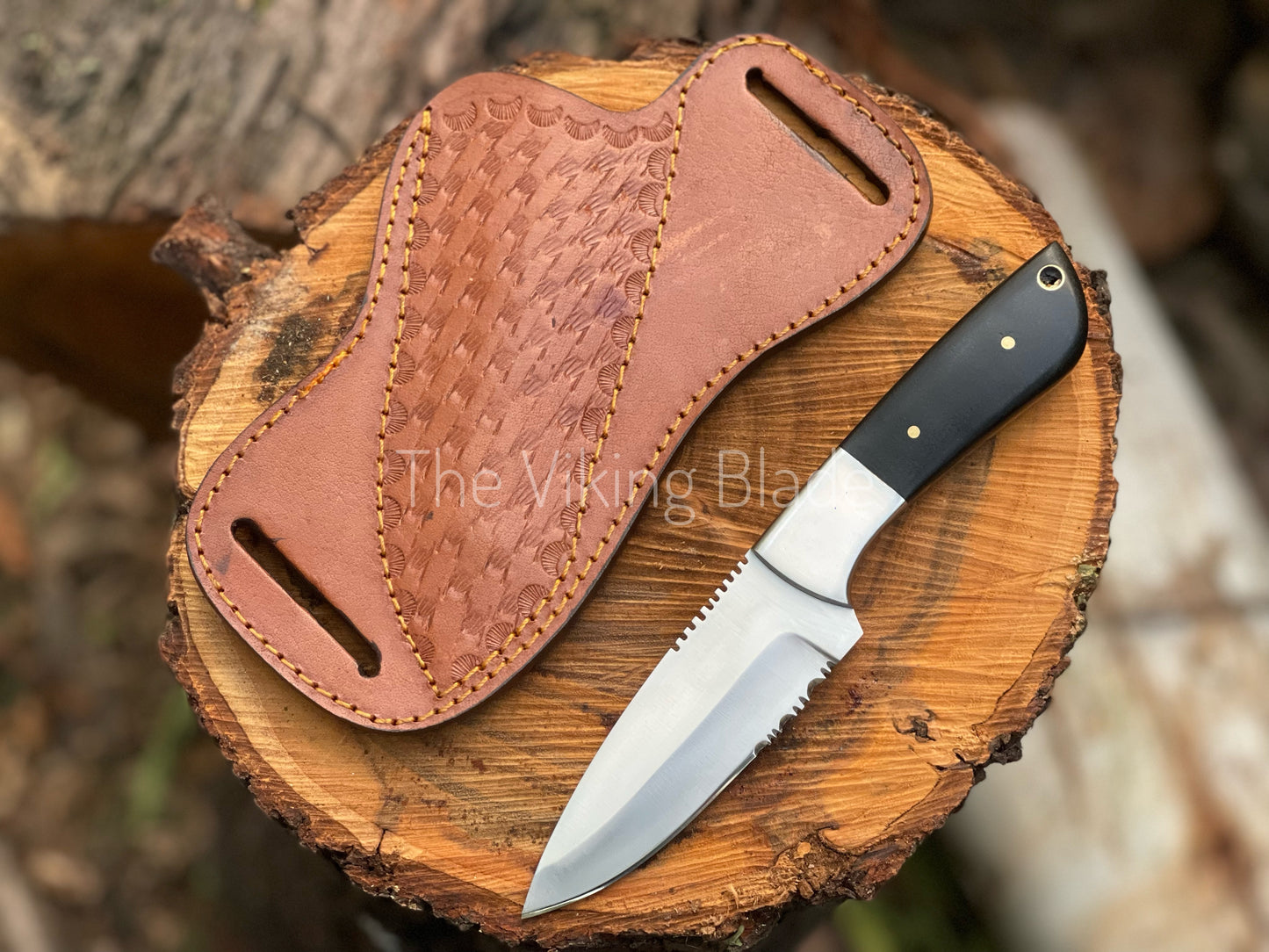 Custom Handmade D2 Steel Skinner Hunting Knife With Leather Sheath