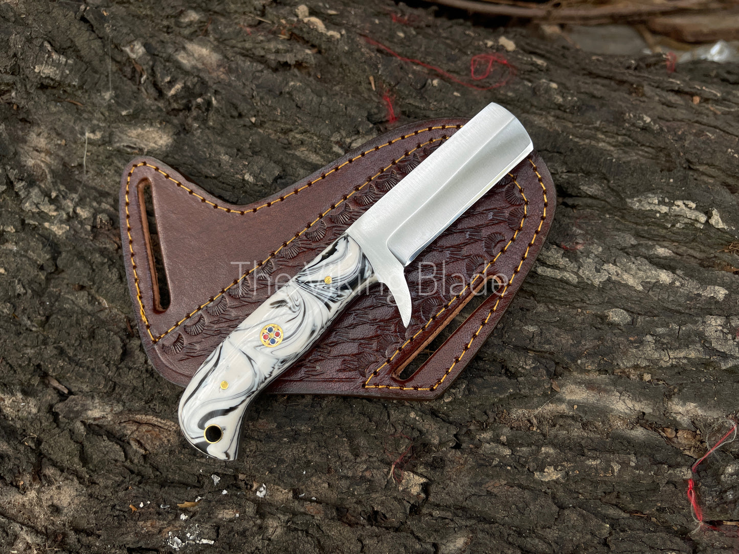 Custom Hand Forged D2 Steel Cowboy Bull Cutter Knife With Leather Sheath