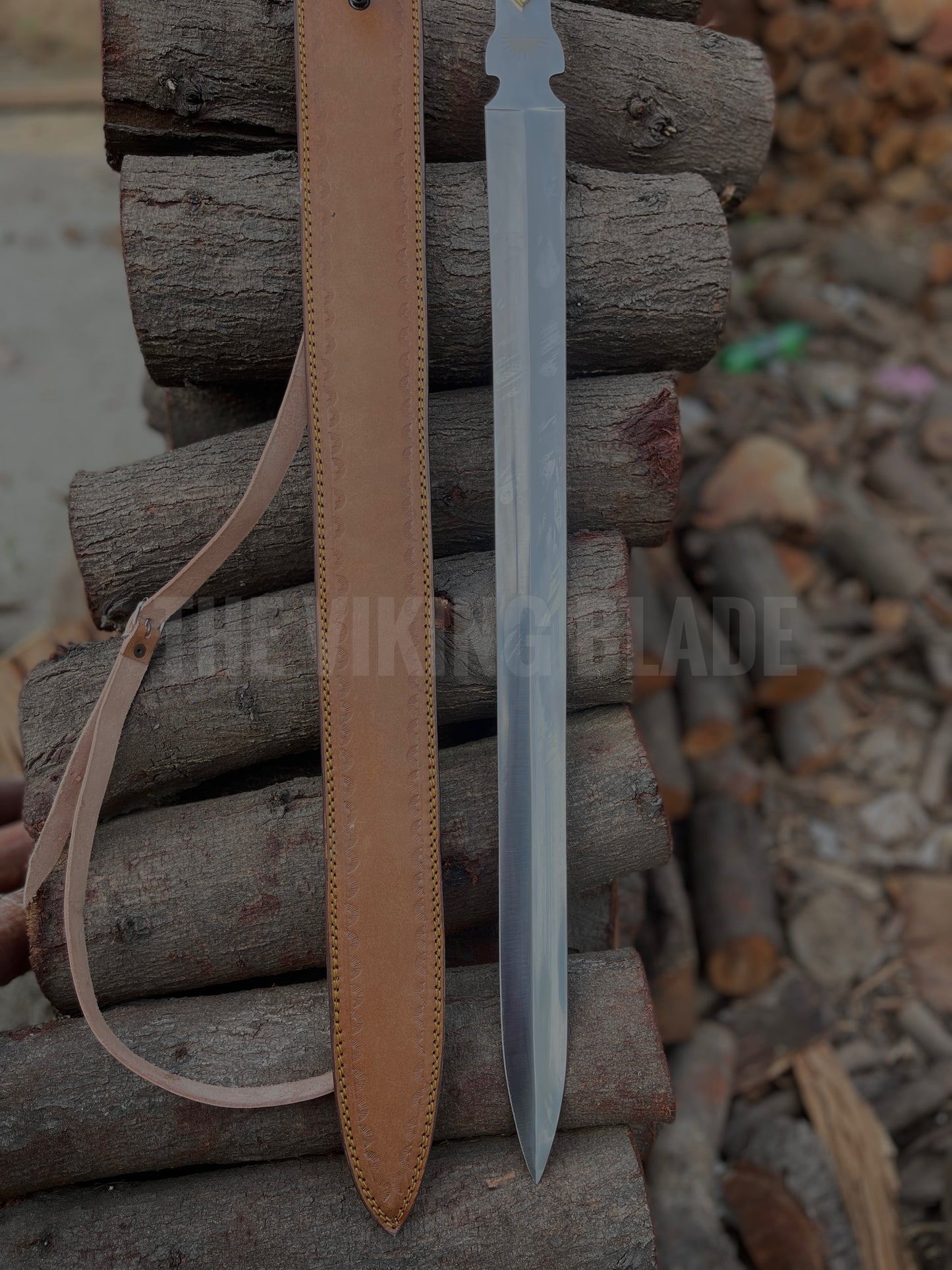 Custom Handmade D2 Steel Sword with Leather Sheath