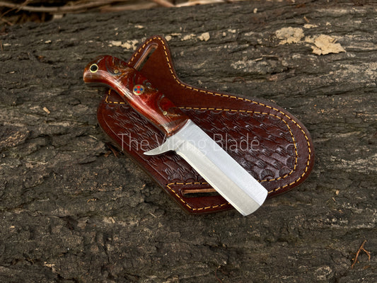 Custom Handmade D2 Steel Cowboy Bull Cutter Knife With Leather Sheath