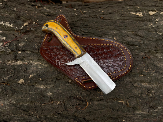 Custom Handmade D2 Steel Cowboy Bull Cutter Knife With Leather Sheath