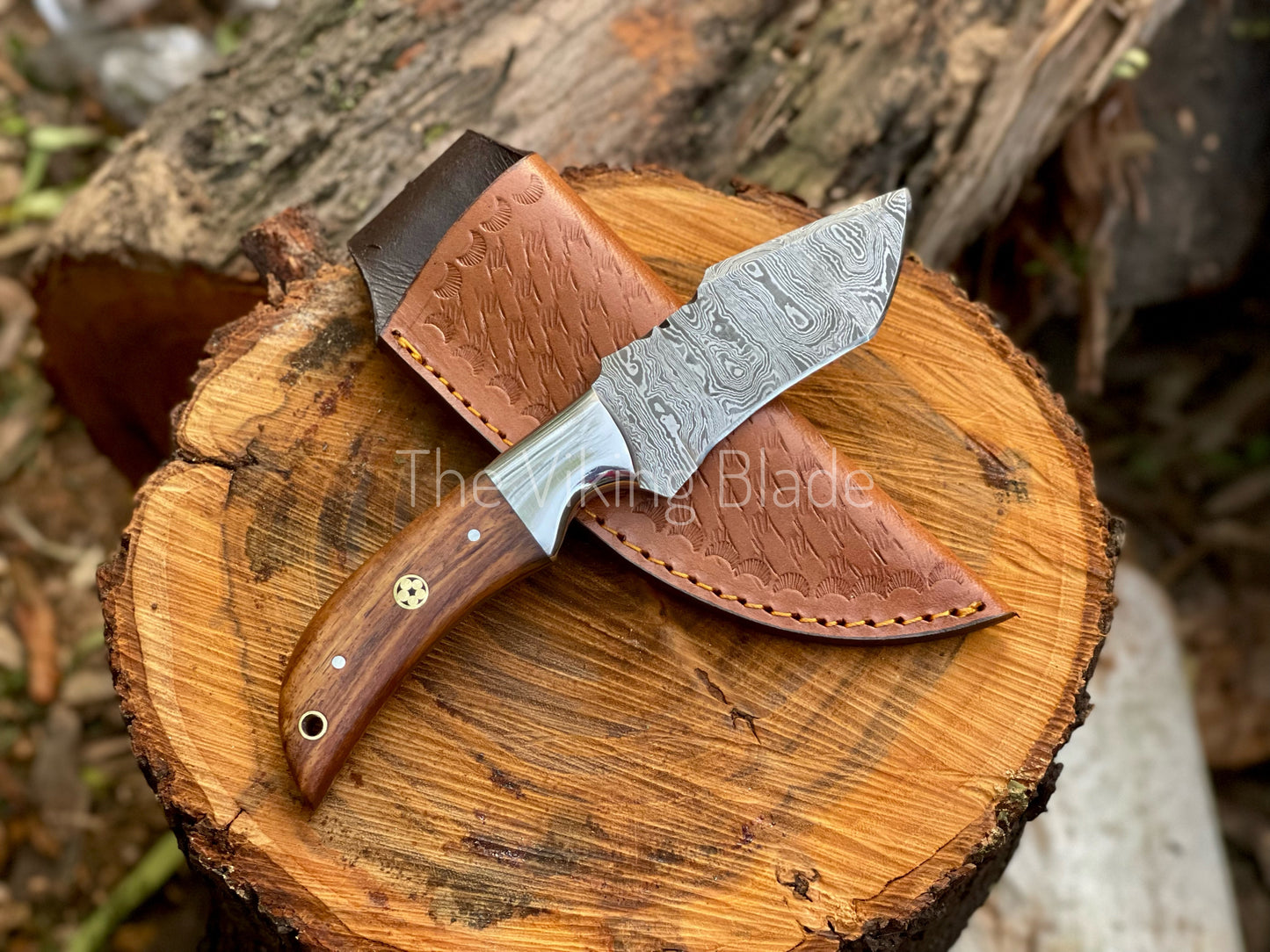 Custom Handmade Damascus Steel Tanto Knife With Leather Sheath