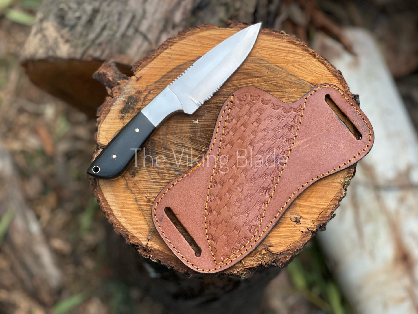 Custom Handmade D2 Steel Skinner Hunting Knife With Leather Sheath