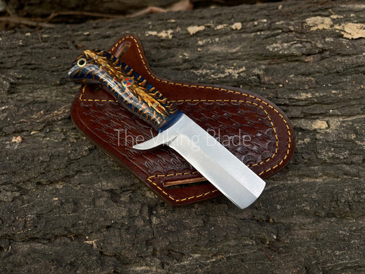 Custom Handmade D2 Steel Cowboy Bull Cutter Knife With Leather Sheath