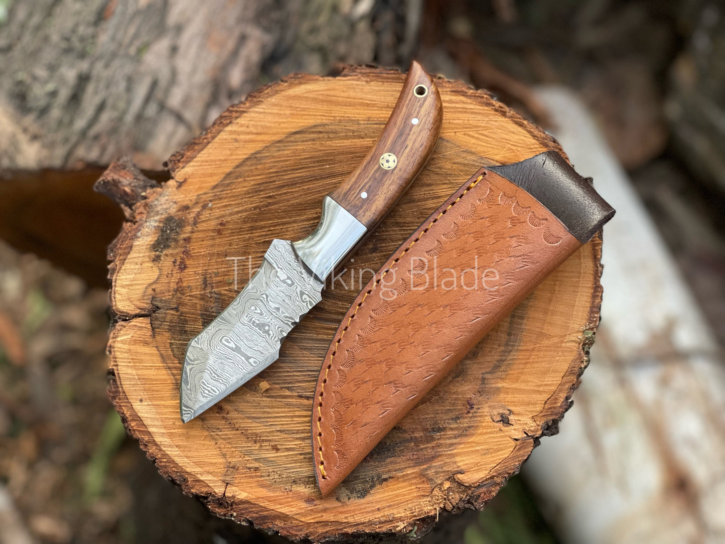 Custom Handmade Damascus Steel Tanto Knife With Leather Sheath