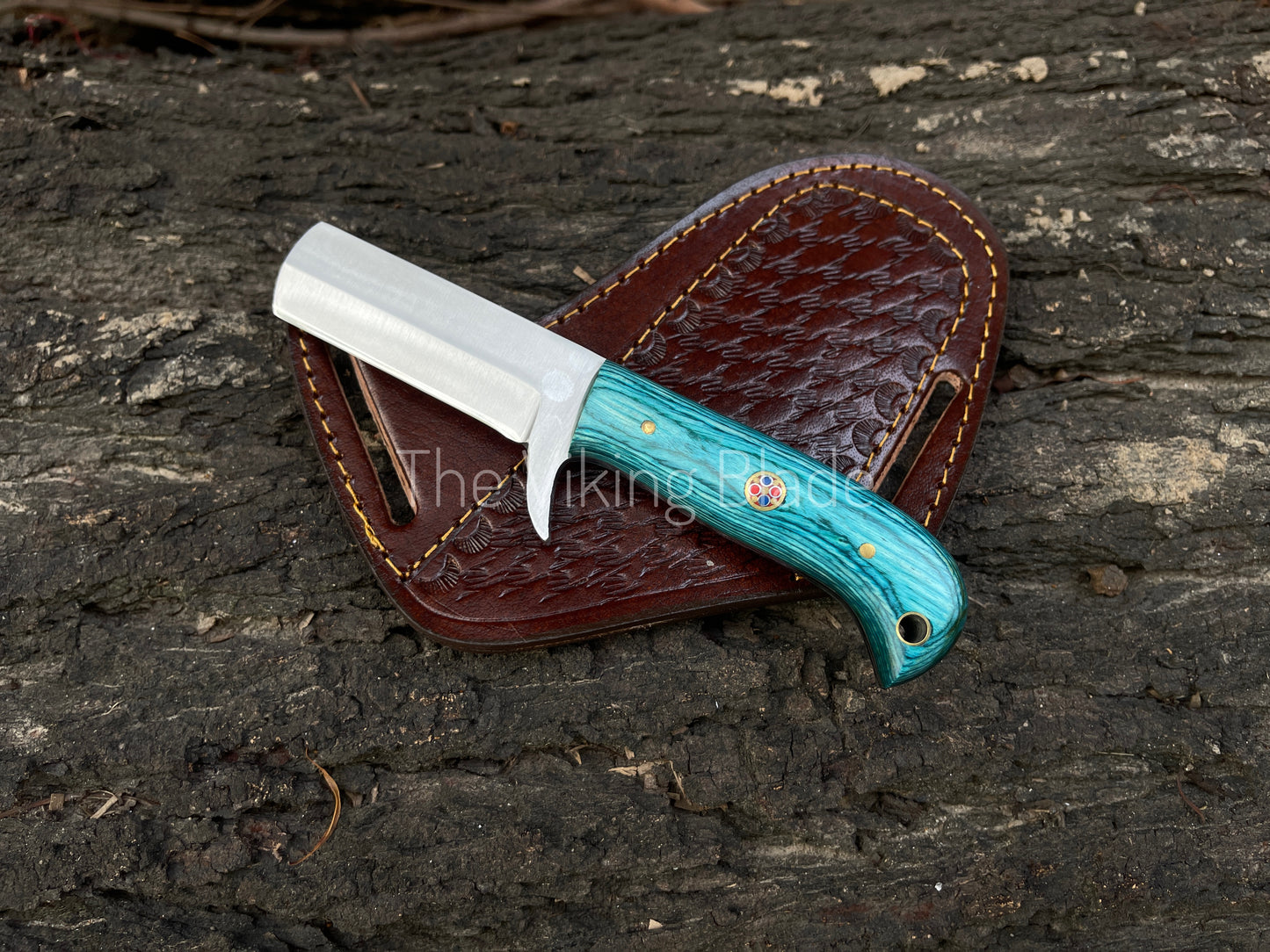 Custom Handmade D2 Steel Cowboy Bull Cutter Knife With Leather Sheath