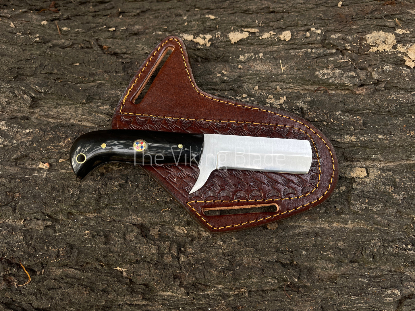 Custom Hand Forged D2 Steel Cowboy Bull Cutter Knife With Leather Sheath