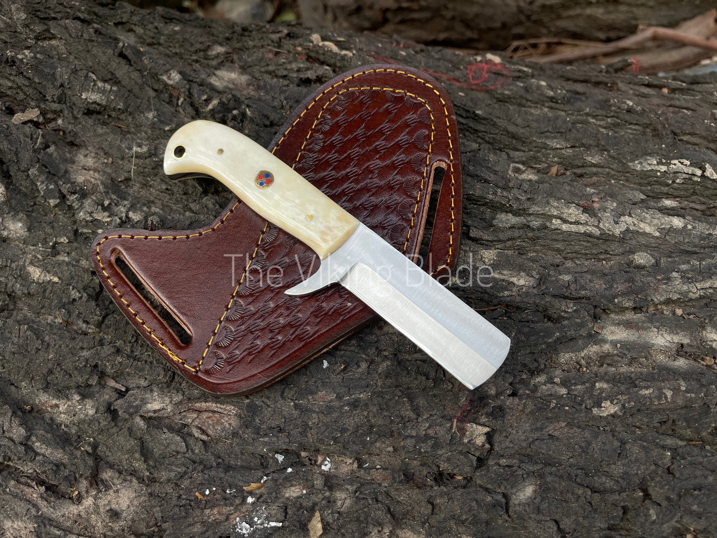 Custom Handmade D2 Steel Cowboy Bull Cutter Knife With Leather Sheath