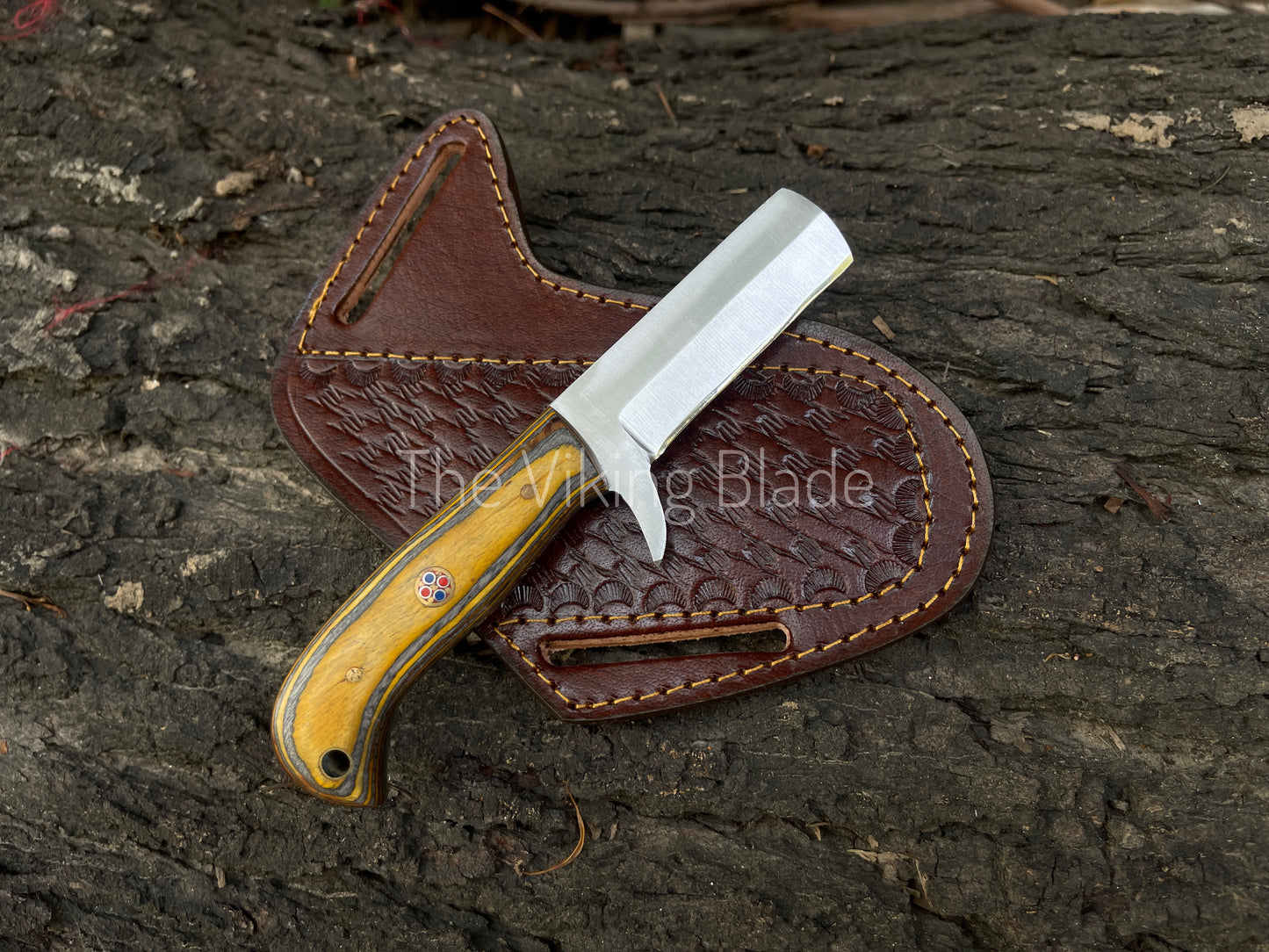 Custom Handmade D2 Steel Cowboy Bull Cutter Knife With Leather Sheath