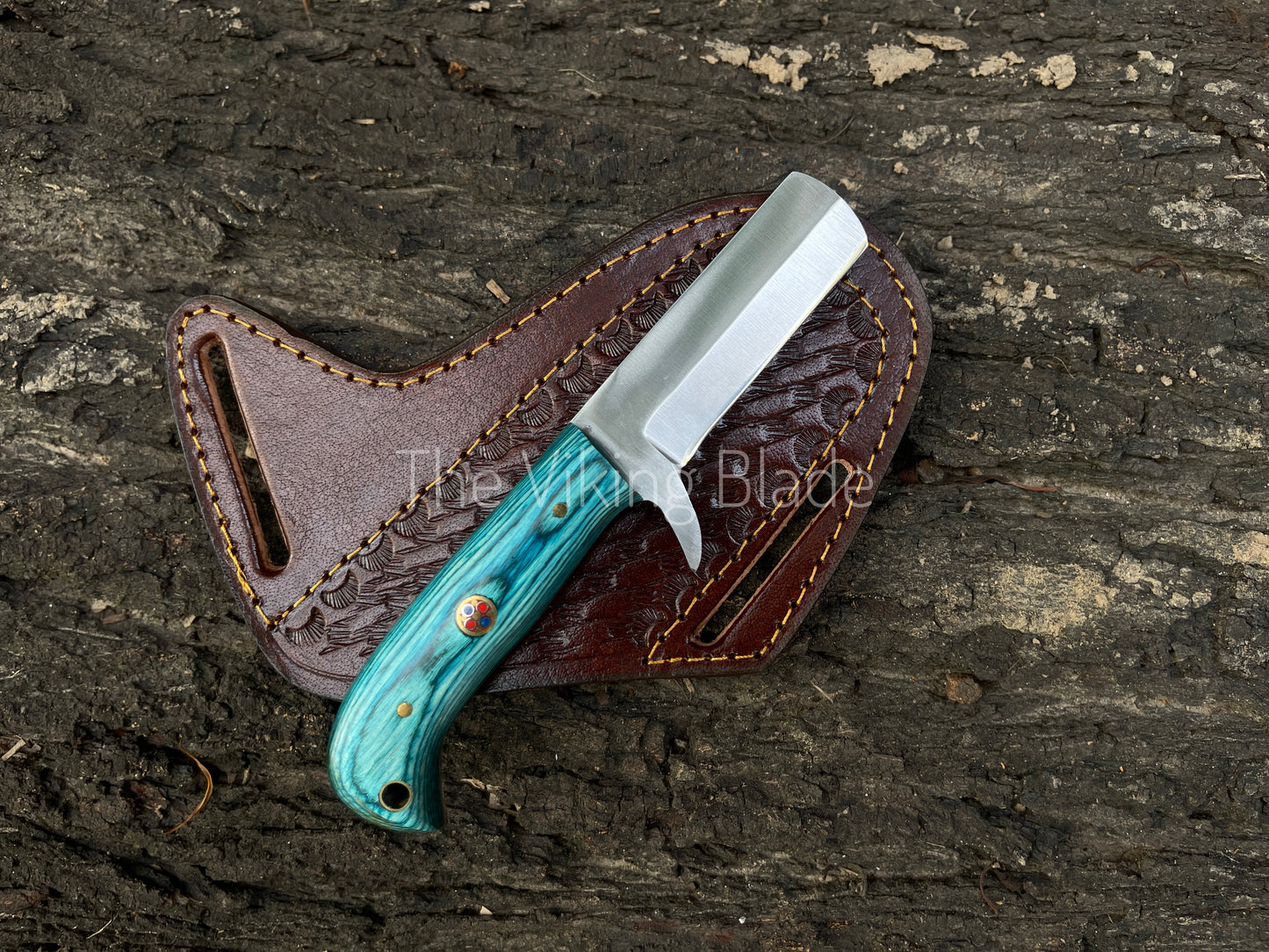 Custom Handmade D2 Steel Cowboy Bull Cutter Knife With Leather Sheath