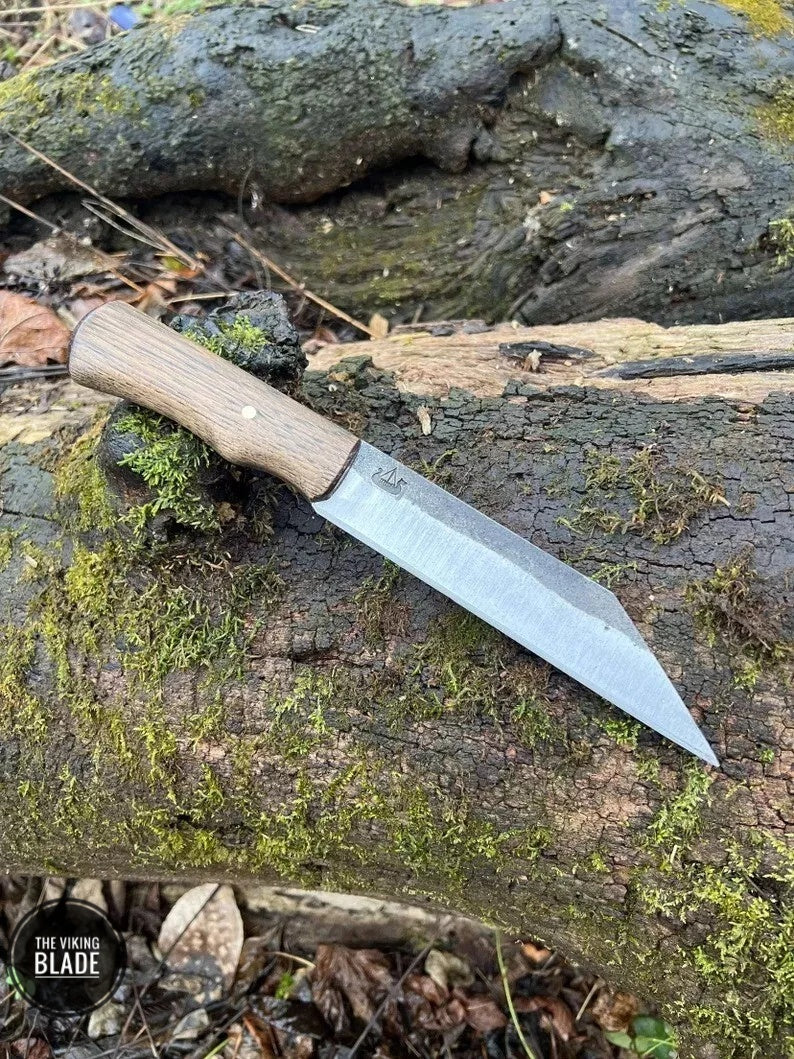 Handmade Seax Knife – Hand Forged Viking Fixed Blade Knife with Leather Sheath