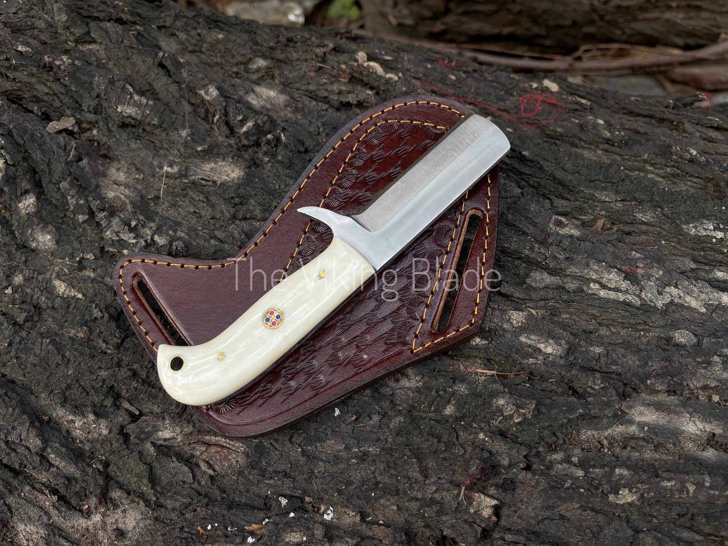 Custom Handmade D2 Steel Cowboy Bull Cutter Knife With Leather Sheath