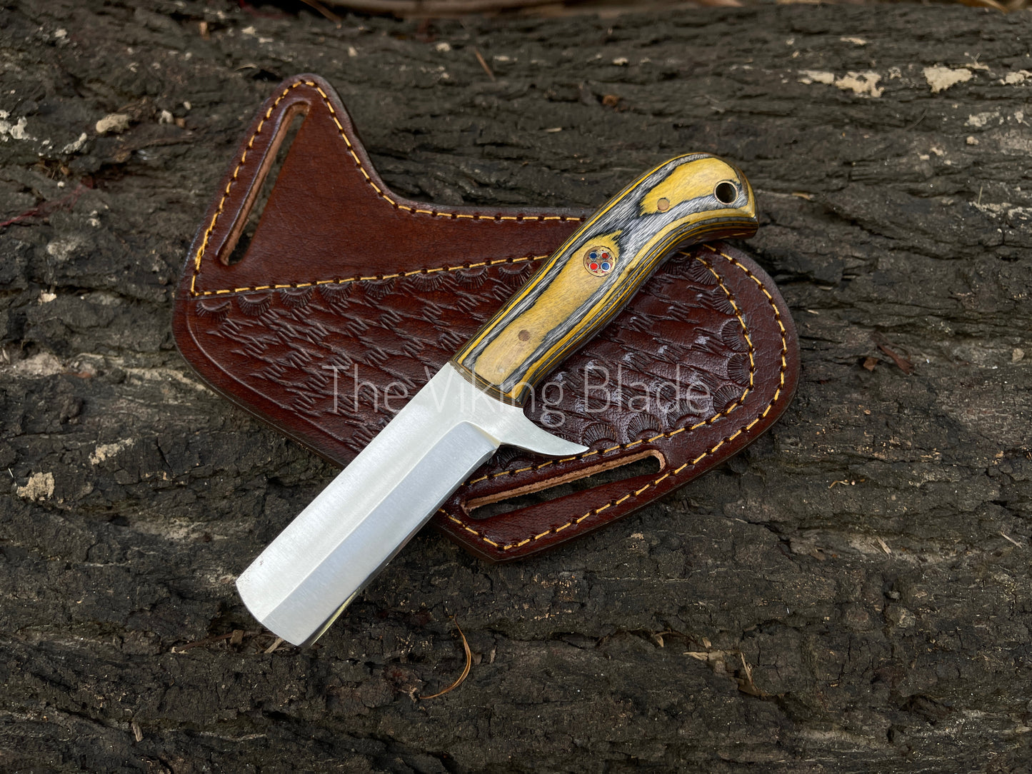 Custom Handmade D2 Steel Cowboy Bull Cutter Knife With Leather Sheath