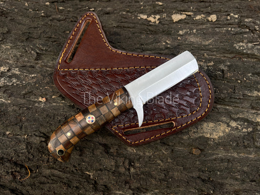 Custom Handmade D2 Steel Cowboy Bull Cutter Knife With Leather Sheath