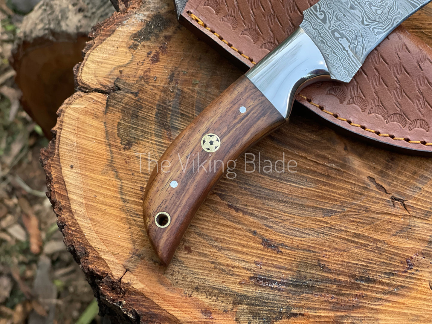 Custom Handmade Damascus Steel Tanto Knife With Leather Sheath