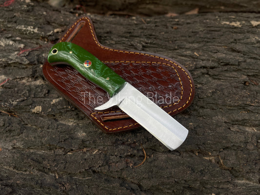 Custom Handmade D2 Steel Cowboy Bull Cutter Knife With Leather Sheath