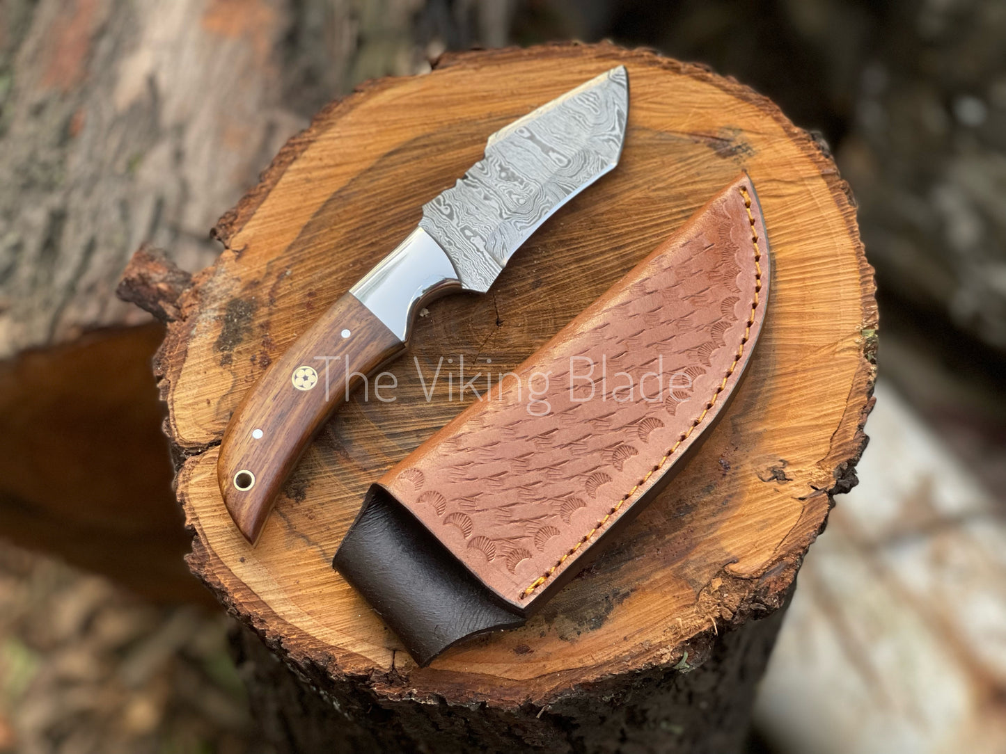 Custom Handmade Damascus Steel Tanto Knife With Leather Sheath