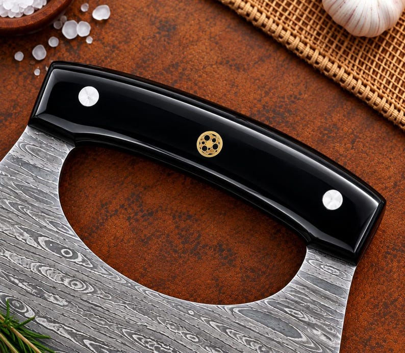 Ulu Knife Black Resin Handle