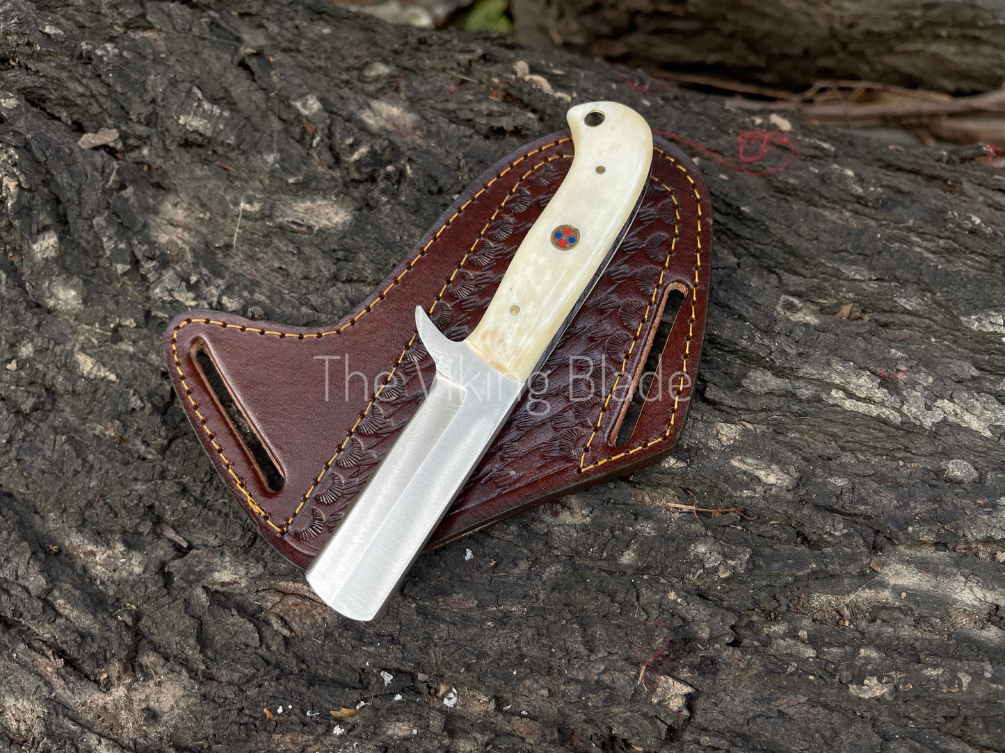 Custom Handmade D2 Steel Cowboy Bull Cutter Knife With Leather Sheath