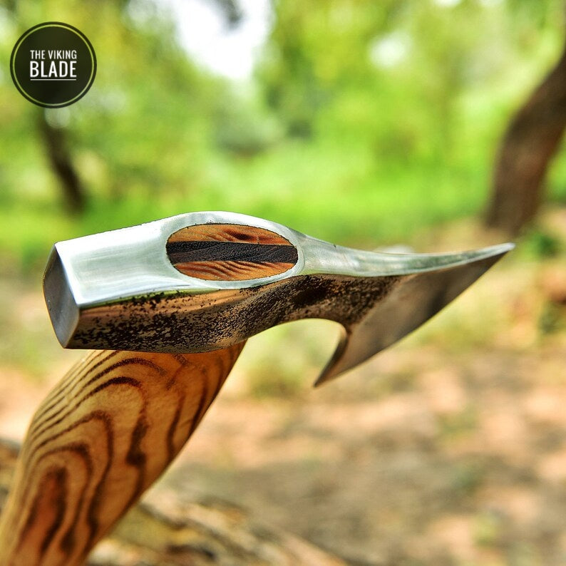 CUSTOM HANDMADE FORGED High Carbon STEEL Tomahawk hatchet AXE Comes With Genuine
Leather sheath | The Viking Blade |