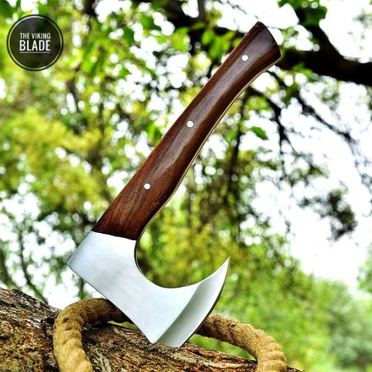 CUSTOM HANDMADE FORGED High Carbon STEEL Tomahawk hatchet AXE Comes With
Leather sheath | The Viking Blade |