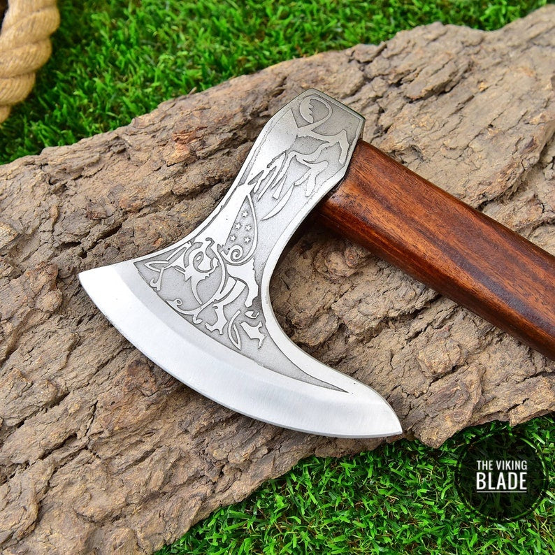 Carbon Steel Axe With Leather Sheath | The Viking Blade |