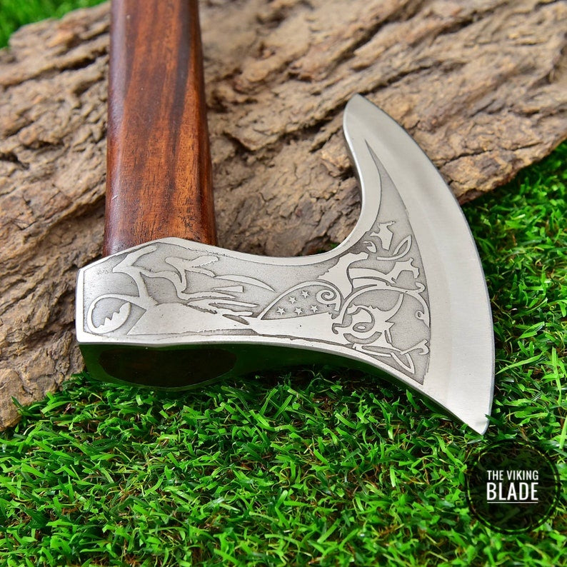 Carbon Steel Axe With Leather Sheath | The Viking Blade |