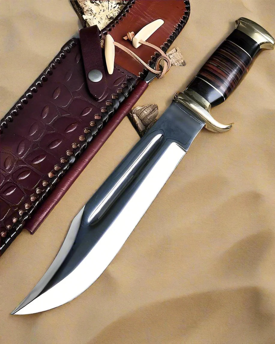 Crocodile Dundee Knife , 16" 440C Steel Blade With Leather Sheath