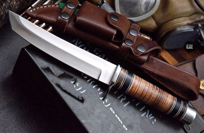 Artisan D2 Steel Tanto Knife – Handmade Survival & Hunting Blade with Sheath | The Viking Blade |