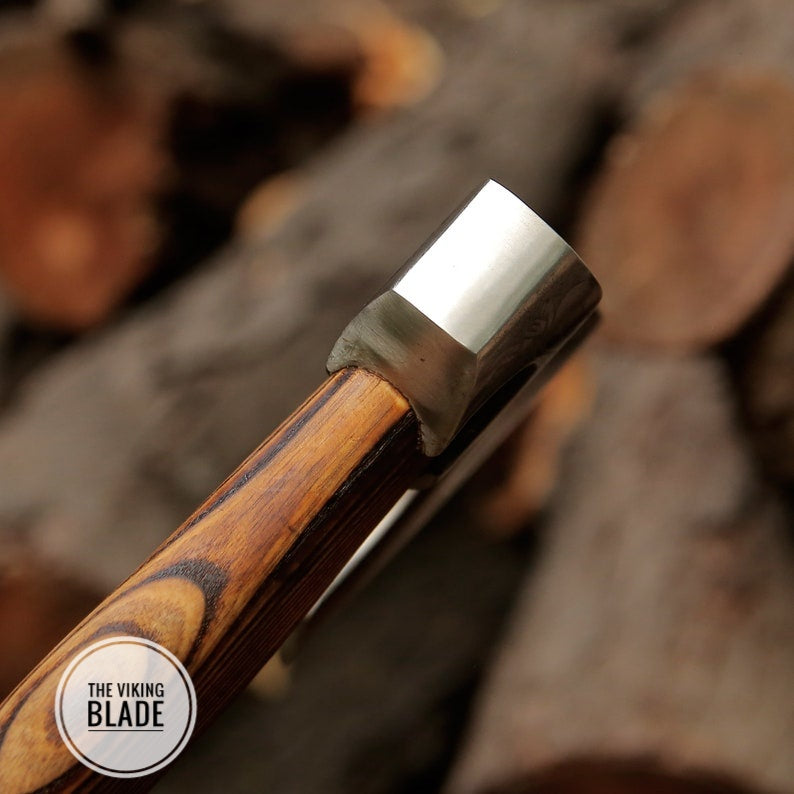 Custom Hand Forged Corbon Steel Viking Axe With Leather Sheath |The Viking Blade|