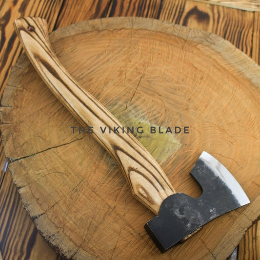Custom Handmade Carbon Steel Hatchet With Leather Sheath | The Viking Blade |