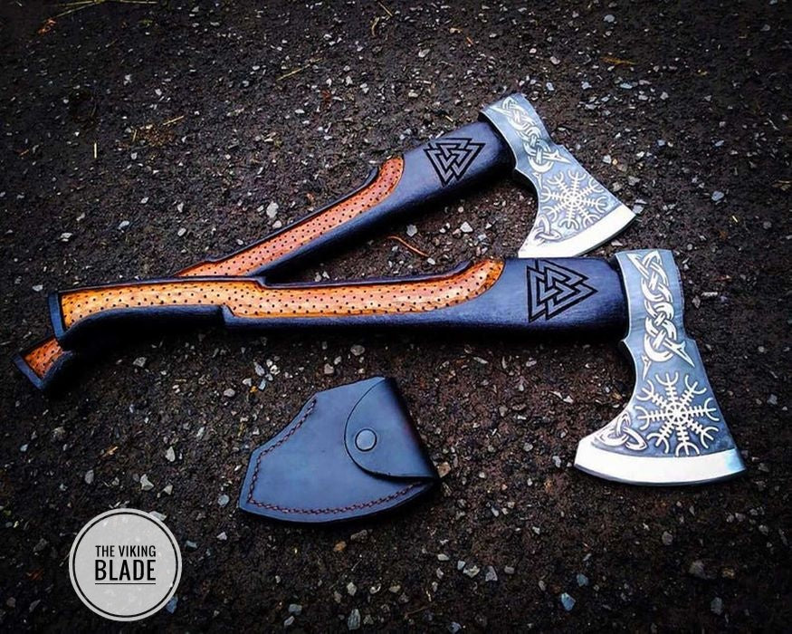 Custom Handmade Carbon Steel Viking Axe With Leather Sheath |The Viking Blade|