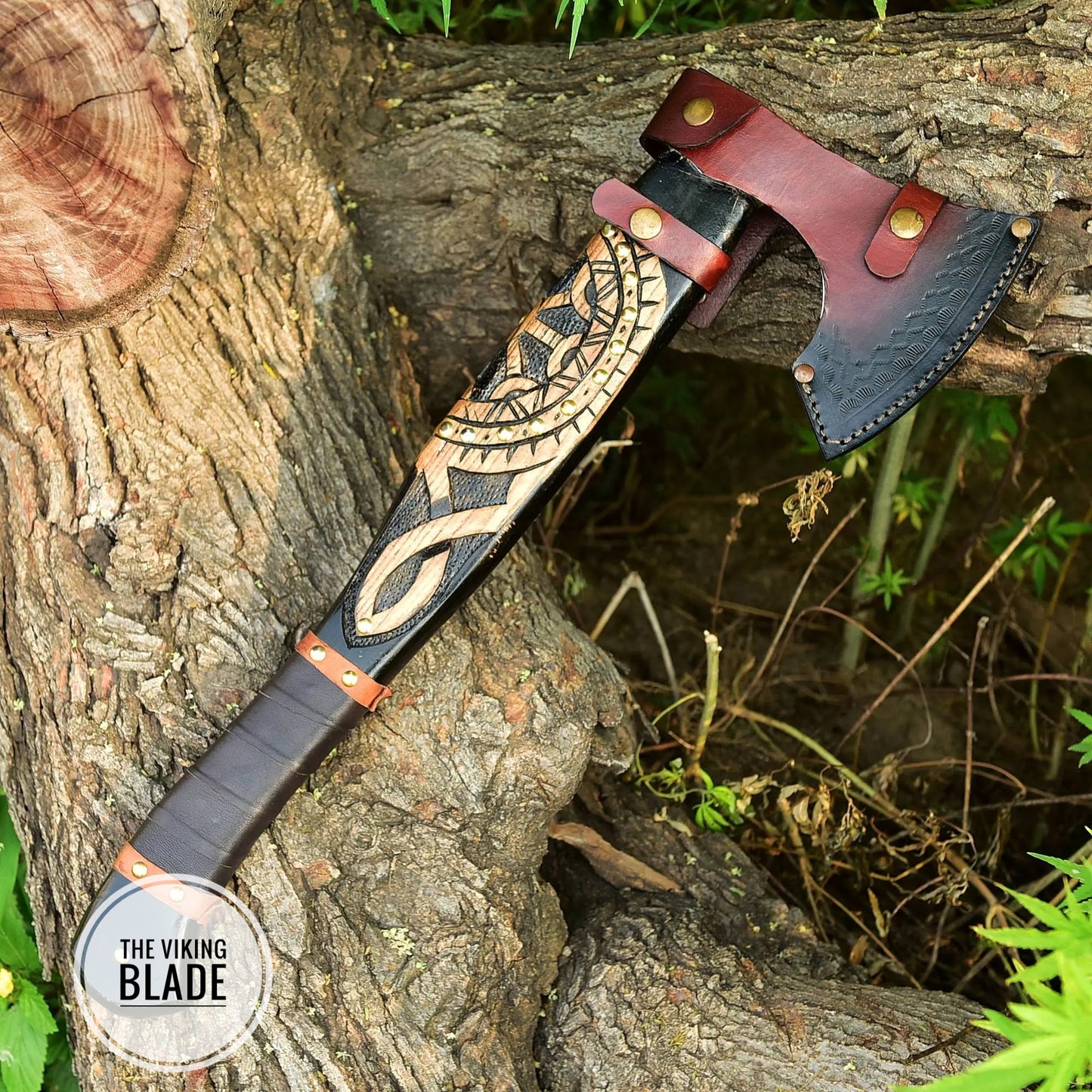Custom Handmade Carbon Steel Viking Axe With Leather Sheath |The Viking Blade|
