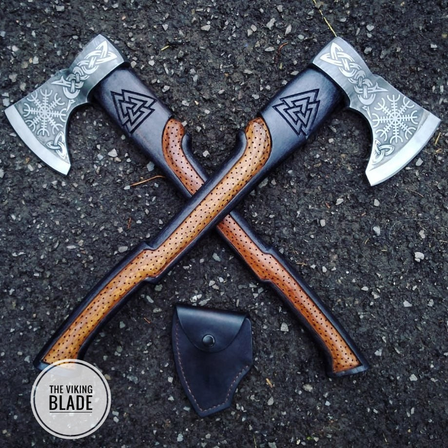 Custom Handmade Carbon Steel Viking Axe With Leather Sheath |The Viking Blade|