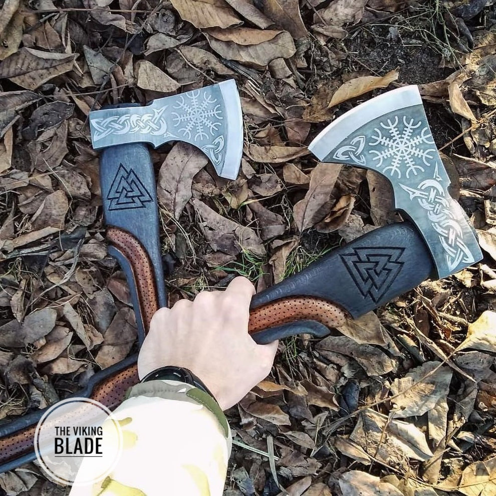 Custom Handmade Carbon Steel Viking Axe With Leather Sheath |The Viking Blade|